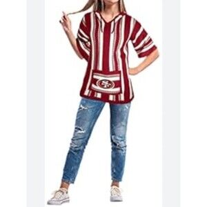 NFL San Francisco 49ers Women's Apparel Baja Styled Sweater Hoodie S/M Red White